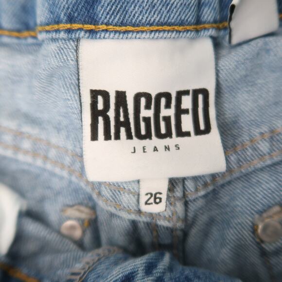 Ragged Jeans light wash blue mid rise baggy wide leg split knee jeans 26 - Picture 4 of 5